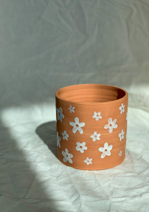 Open image in slideshow, marbled straight-sided terracotta planter
